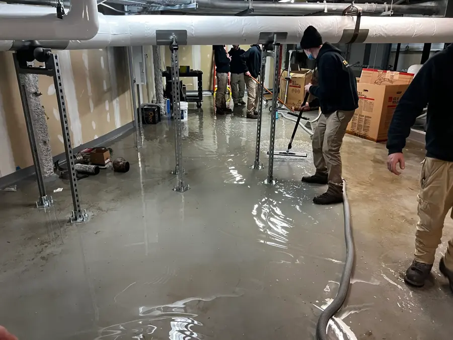 Drying equipment set on a wet carpeted floor in Bedford, TX